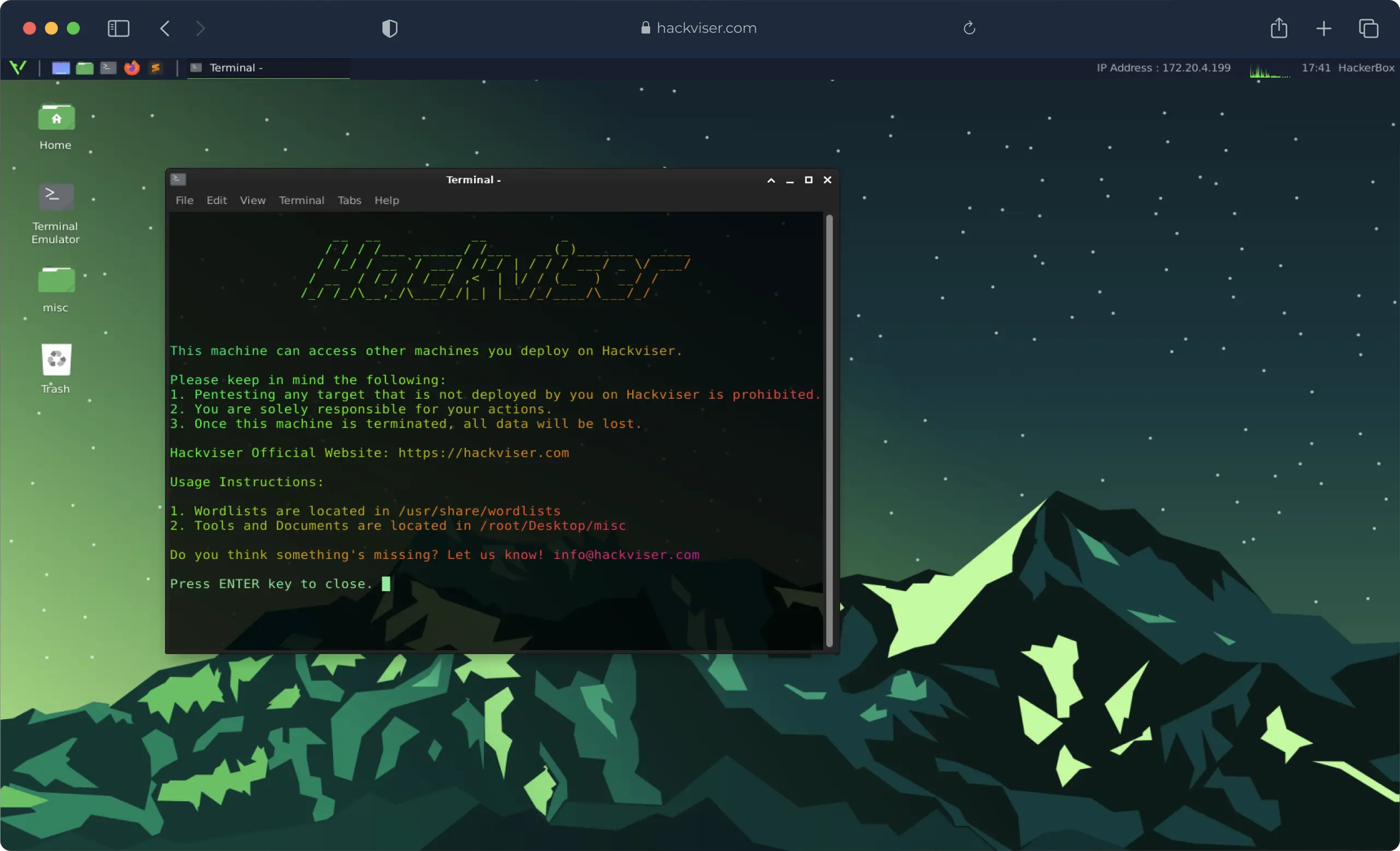 HackerBox browser terminal preview